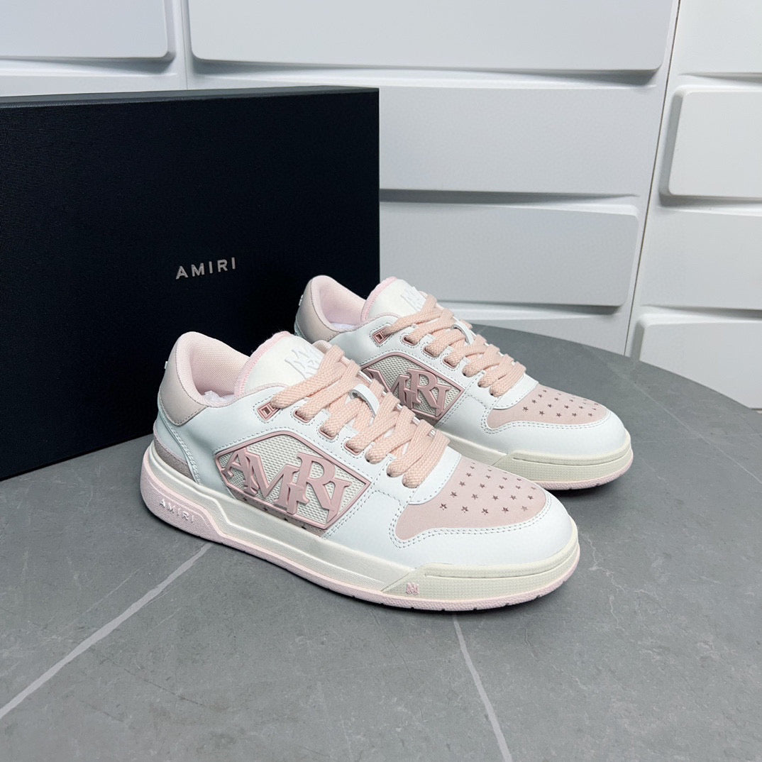 Amiri Classic Low Trianers Pink and White