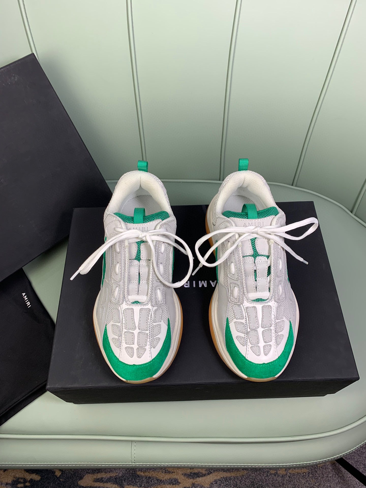 Amiri Skel-Top Trainers Grey and Green