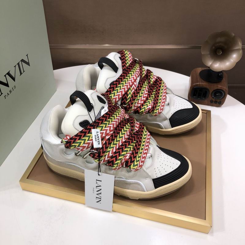 Lanvin Curb Low-top Trainers Cream and Black