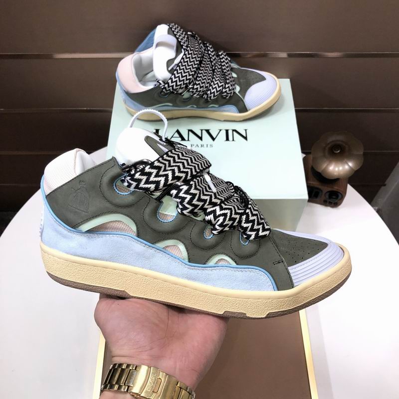 Lanvin Curb Low-top Trainers Green and Blue