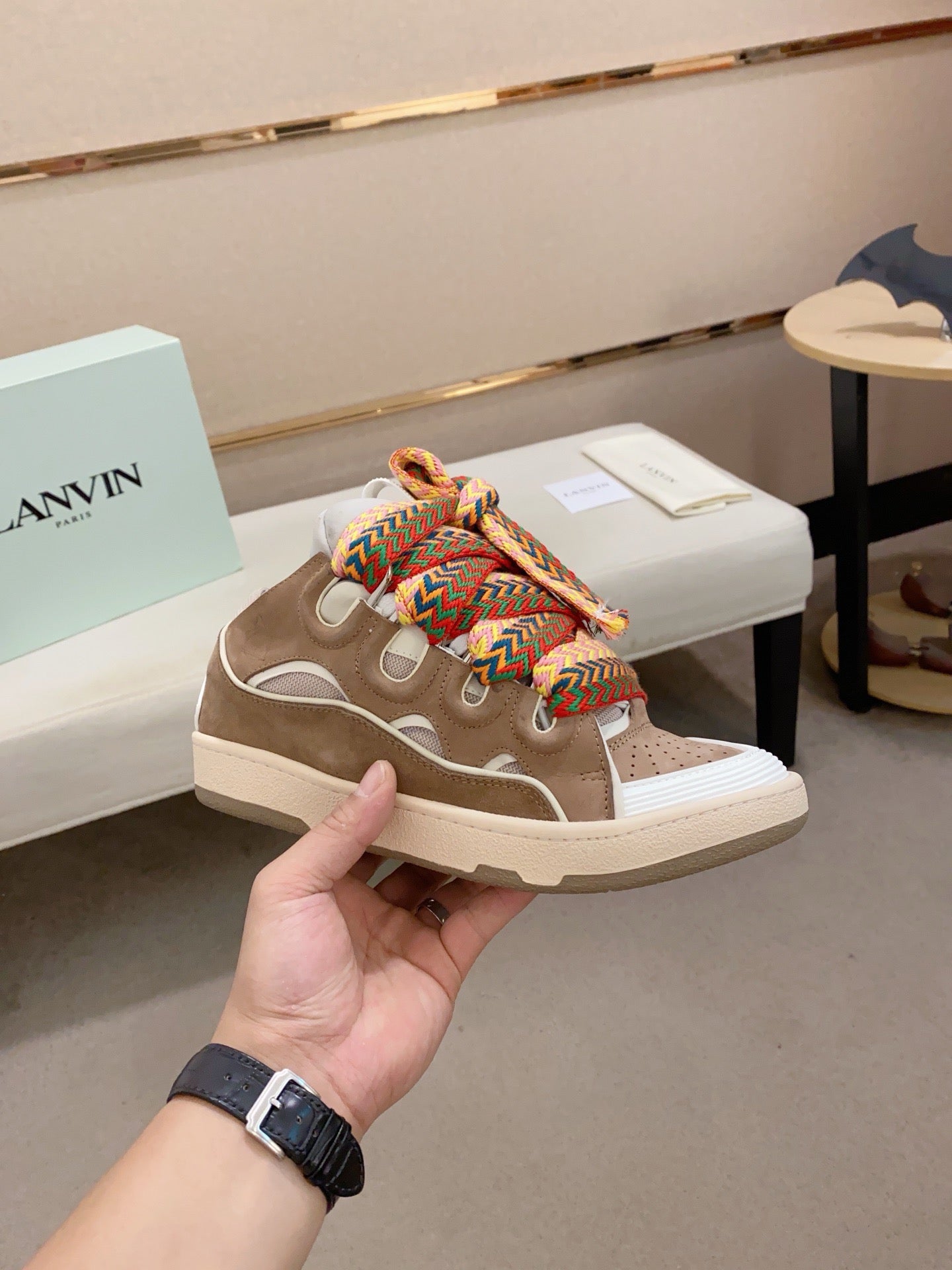 Lanvin Curb Low-top Trainers White and Brown