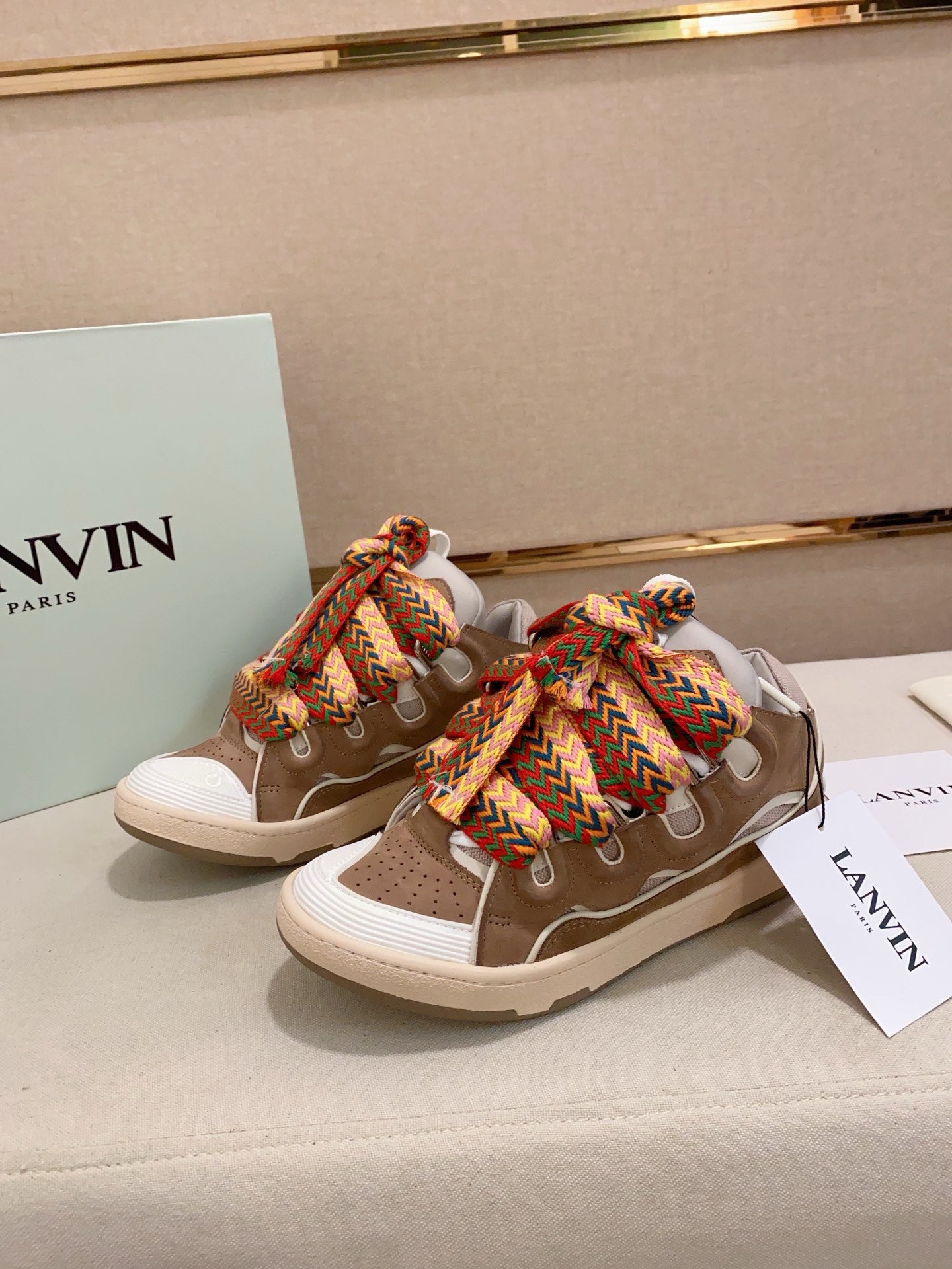 Lanvin Curb Low-top Trainers White and Brown