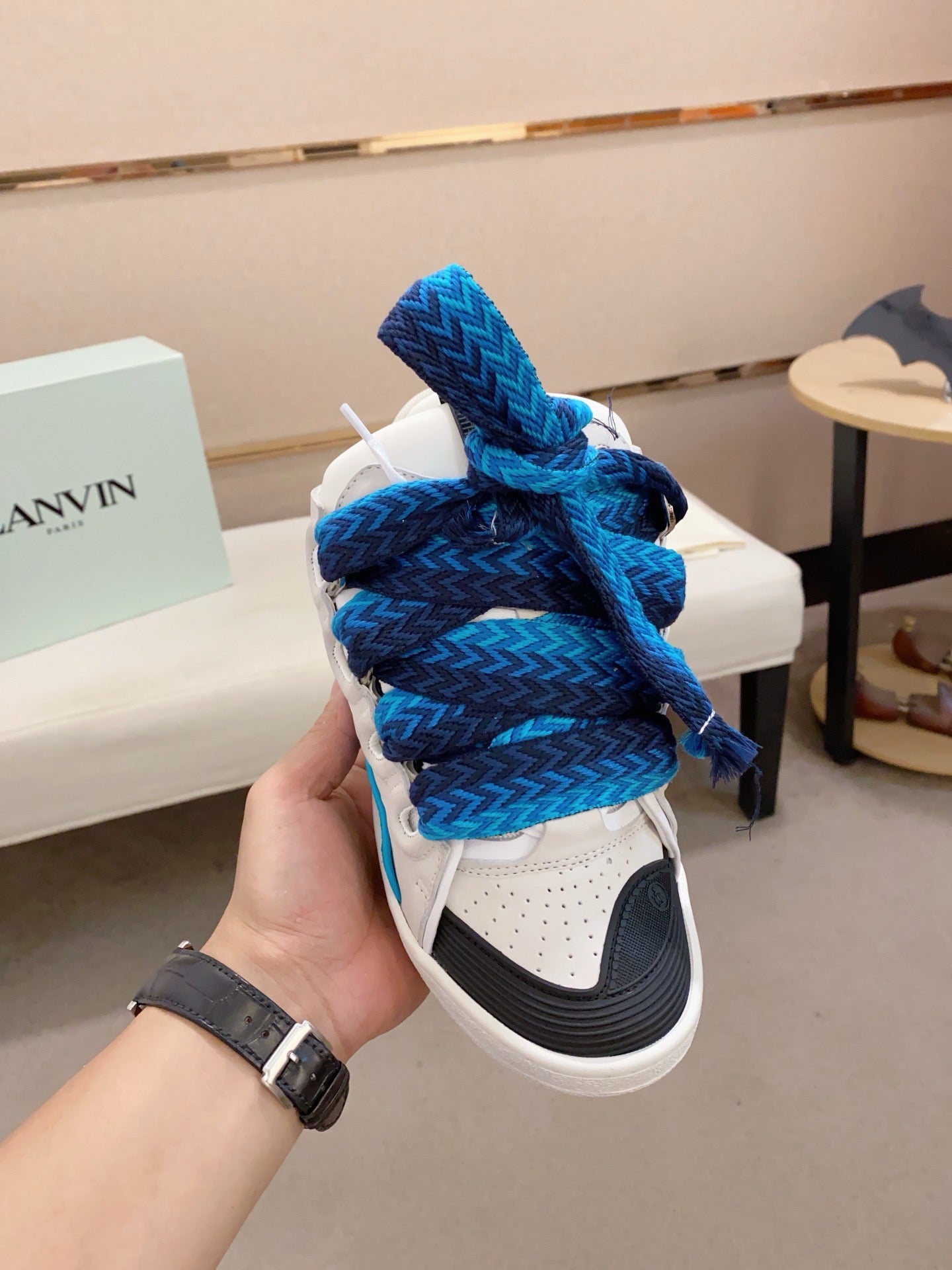 Lanvin Curb Low-top Trainers White and Blue