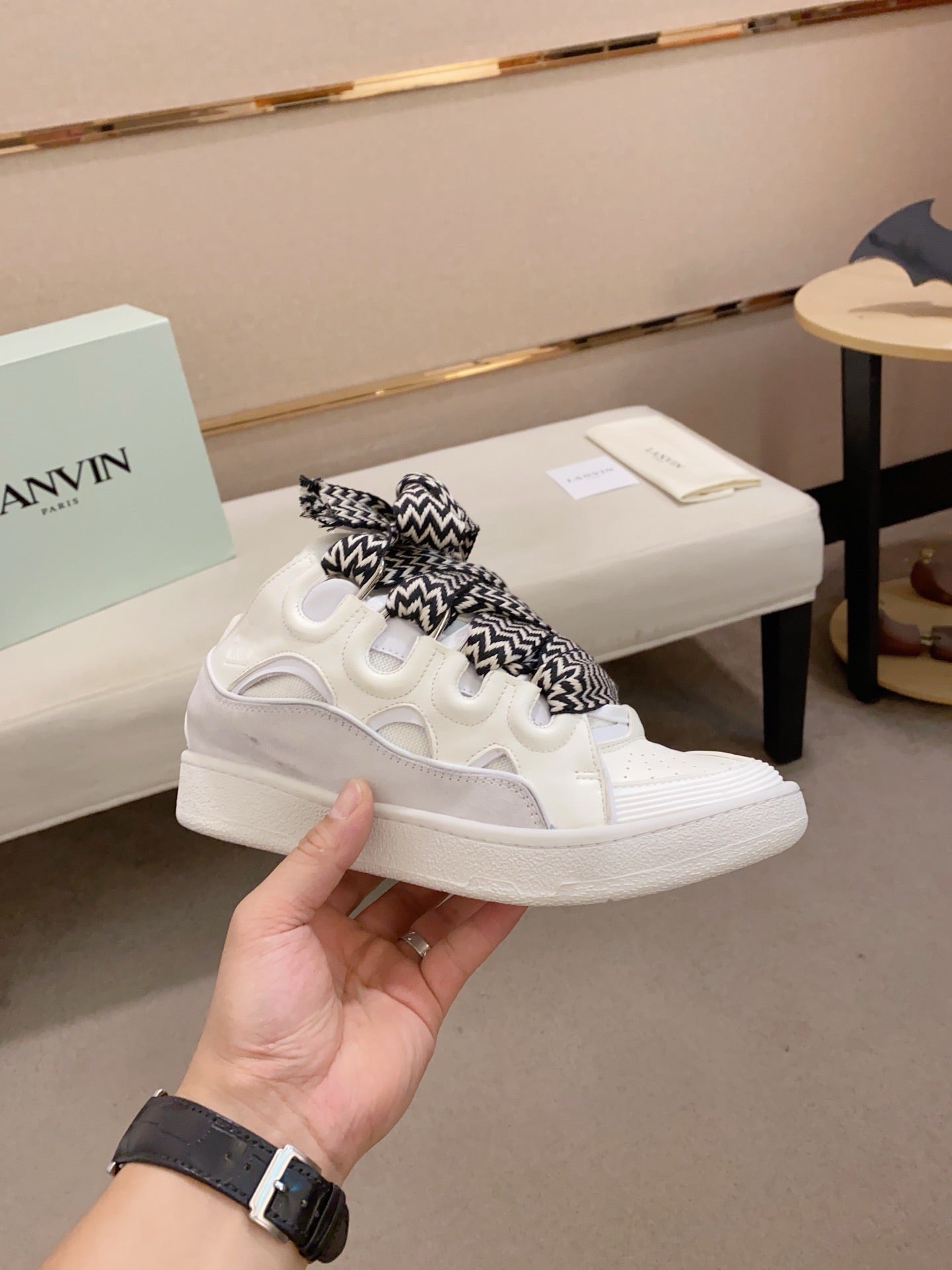 Lanvin Curb Low-top Trainers White and Grey