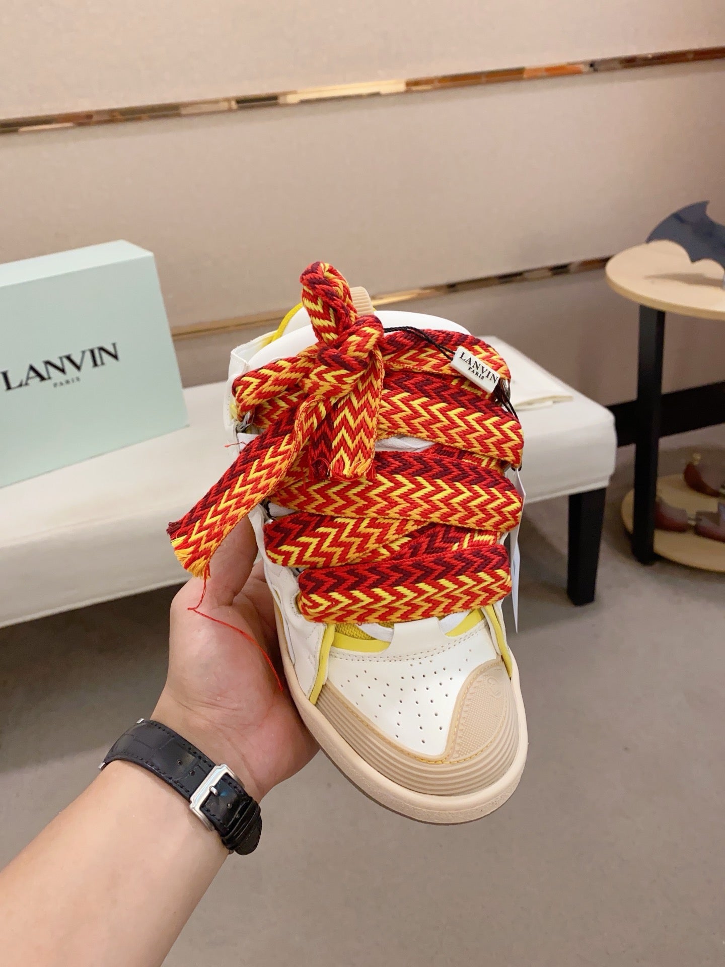 Lanvin Curb Low-top Trainers White and Yellow