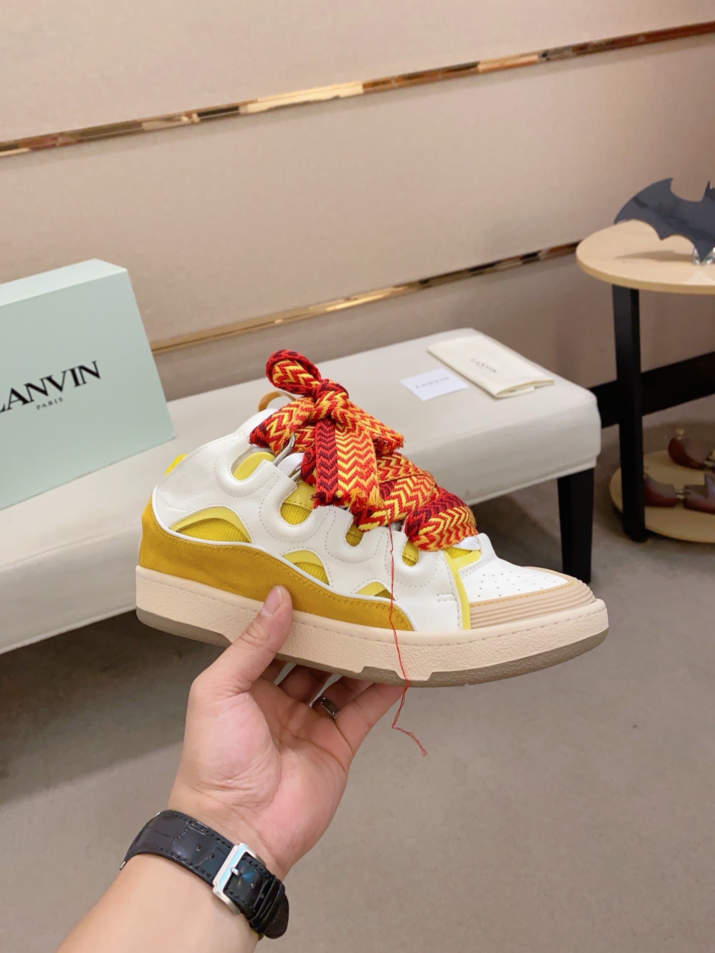 Lanvin Curb Low-top Trainers White and Yellow