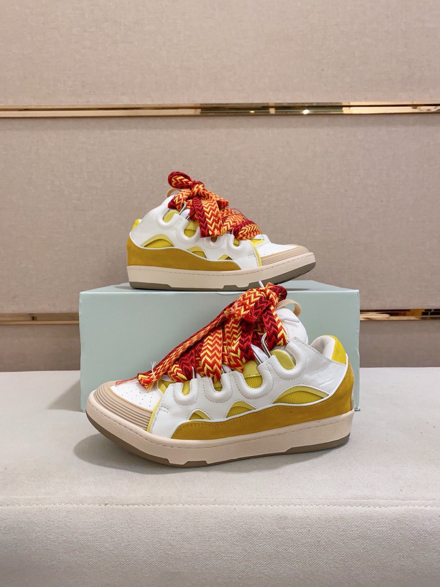 Lanvin Curb Low-top Trainers White and Yellow