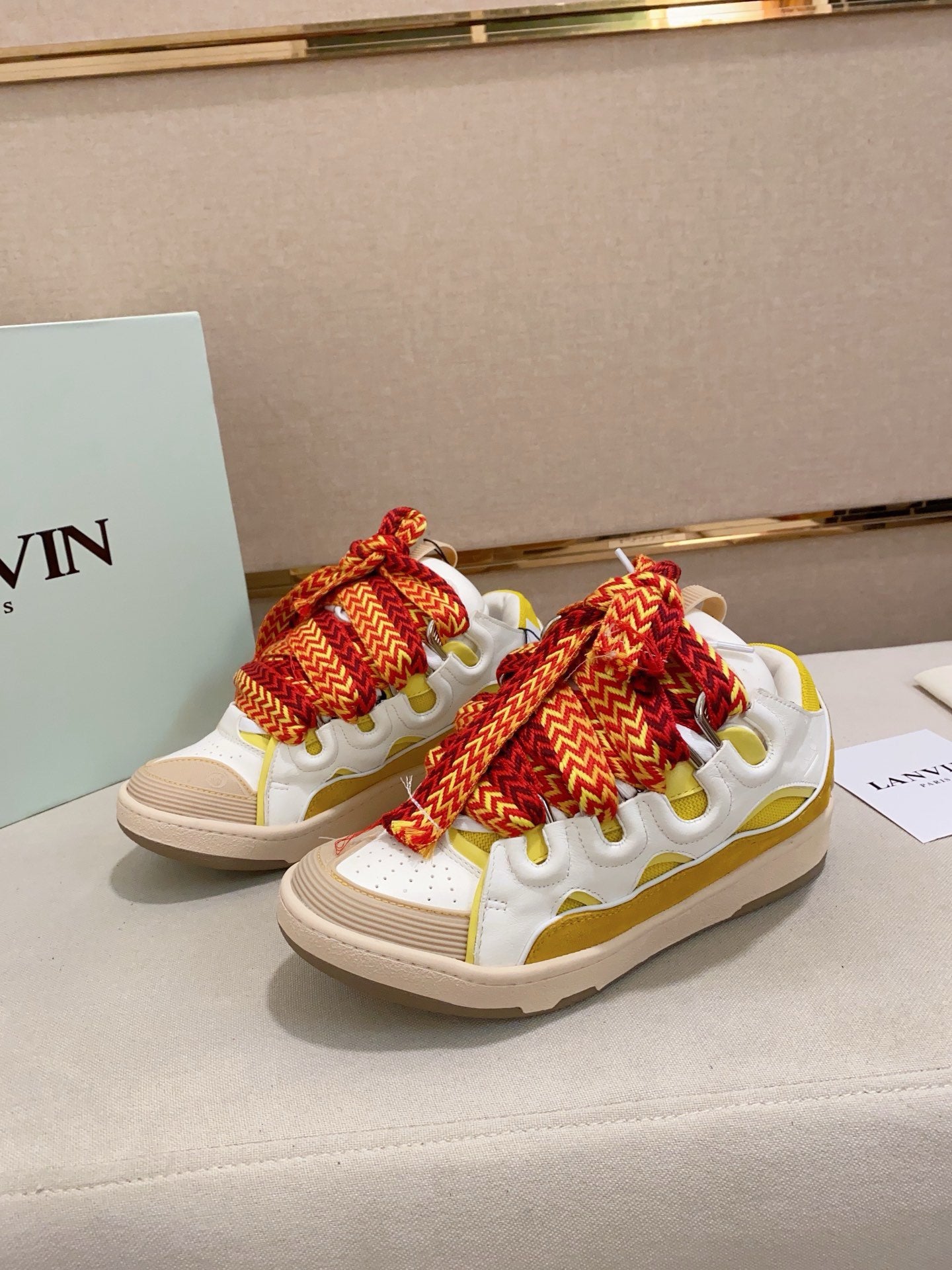 Lanvin Curb Low-top Trainers White and Yellow
