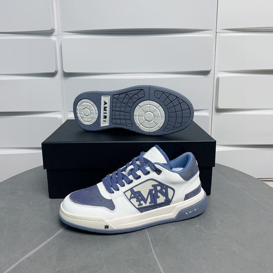 Amiri Classic Low Trainers White and Navy Blue