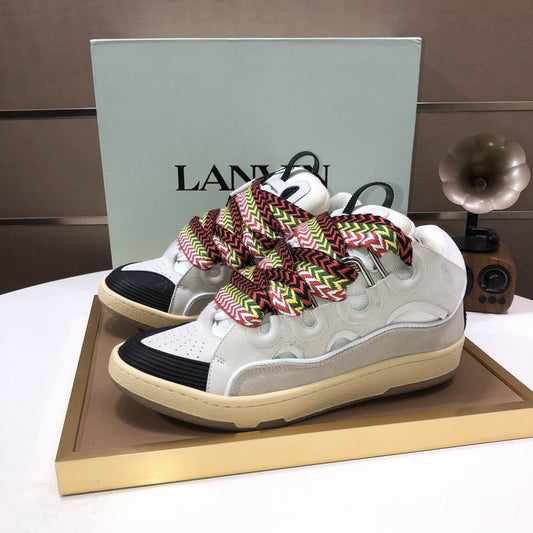 Lanvin Curb Low-top Trainers Cream and Black