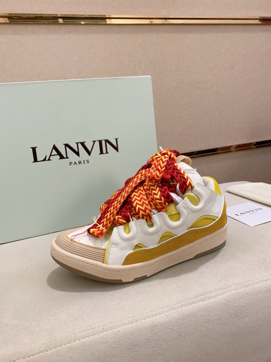 Lanvin Curb Low-top Trainers White and Yellow